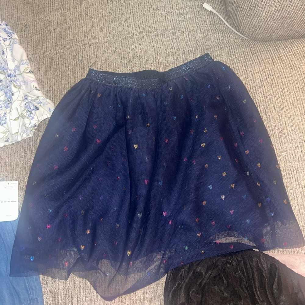 Mixed Girls' Skirt & Short Lot - Navy, Black, Pink, Chambray, Floral - Picture 5 of 11